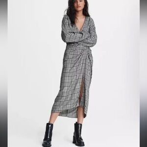 Rag & Bone Amber Plaid Midi Dress size 4 NWT